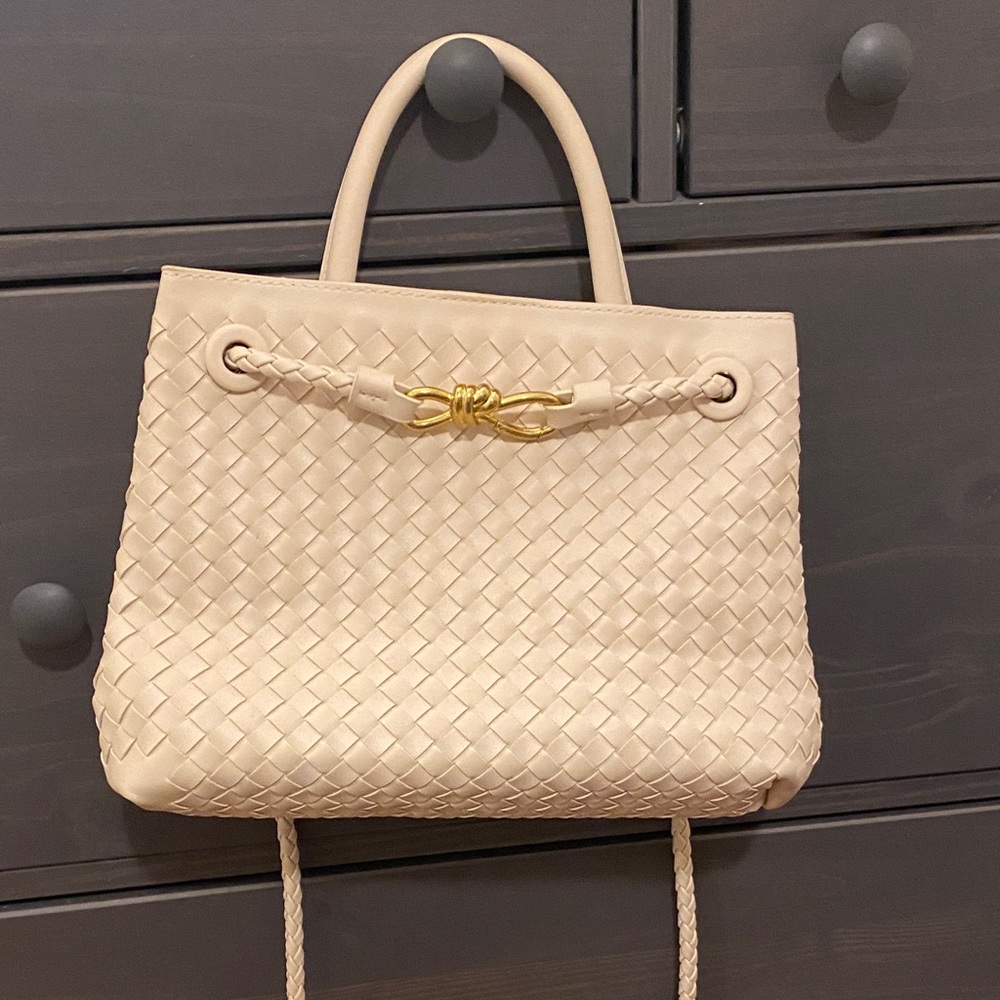 Urban Expressions Beige Woven Satchel